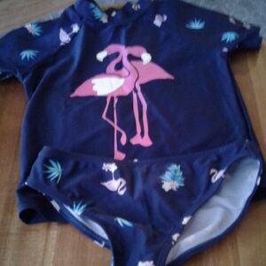Primark Kids Swim Set - Navy and Pink Flamingo